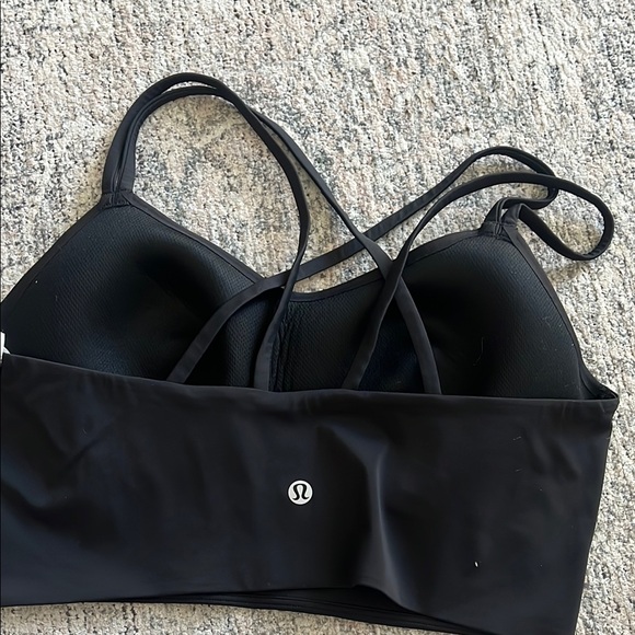 Lululemon longline like a cloud sports bar black sz 10 yoga Pilates gym - Picture 2 of 6